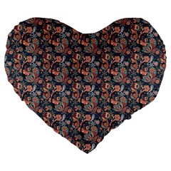 Paisley Pattern Large 19  Premium Flano Heart Shape Cushions