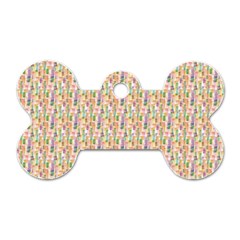 Water Color Pattern Dog Tag Bone (One Side)