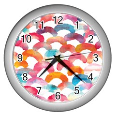 Rainbow Pattern Wall Clock (silver) by designsbymallika