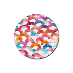 Rainbow Pattern Rubber Round Coaster (4 Pack) by designsbymallika