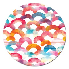 Rainbow Pattern Magnet 5  (round) by designsbymallika