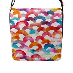 Rainbow Pattern Flap Closure Messenger Bag (l) by designsbymallika