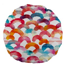 Rainbow Pattern Large 18  Premium Flano Round Cushions by designsbymallika