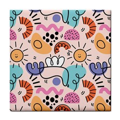 Abstract Doodle Pattern Tile Coaster by designsbymallika