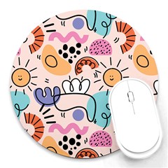 Abstract Doodle Pattern Round Mousepad by designsbymallika