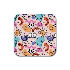 Abstract Doodle Pattern Rubber Coaster (square) by designsbymallika