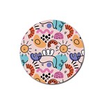 Abstract Doodle Pattern Rubber Round Coaster (4 pack) Front