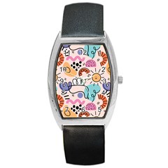 Abstract Doodle Pattern Barrel Style Metal Watch by designsbymallika