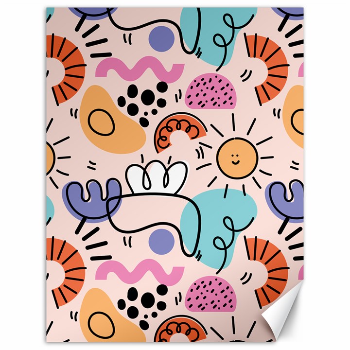 Abstract Doodle Pattern Canvas 12  x 16 