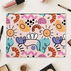 Abstract Doodle Pattern Cosmetic Bag (xl) by designsbymallika