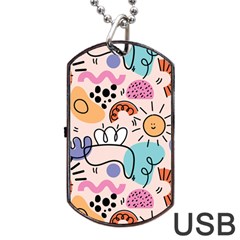 Abstract Doodle Pattern Dog Tag USB Flash (One Side)