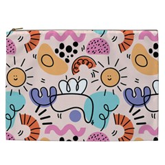 Abstract Doodle Pattern Cosmetic Bag (xxl) by designsbymallika