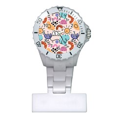 Abstract Doodle Pattern Plastic Nurses Watch by designsbymallika