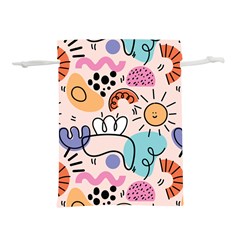 Abstract Doodle Pattern Lightweight Drawstring Pouch (M)