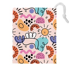 Abstract Doodle Pattern Drawstring Pouch (5xl) by designsbymallika