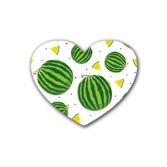 Watermelon Fruit Rubber Coaster (heart) by ConteMonfrey