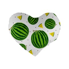 Watermelon Fruit Standard 16  Premium Heart Shape Cushions by ConteMonfrey