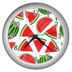 Watermelon Cuties White Wall Clock (silver) by ConteMonfrey