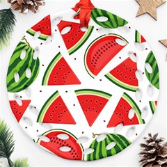 Watermelon Cuties White Ornament (round Filigree) by ConteMonfrey