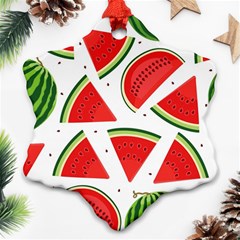 Watermelon Cuties White Snowflake Ornament (two Sides) by ConteMonfrey