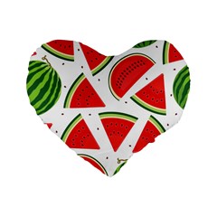 Watermelon Cuties White Standard 16  Premium Flano Heart Shape Cushions by ConteMonfrey