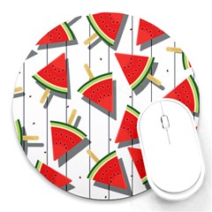 Watermelon Popsicle   Round Mousepad by ConteMonfrey