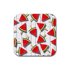 Watermelon Popsicle   Rubber Coaster (square) by ConteMonfrey