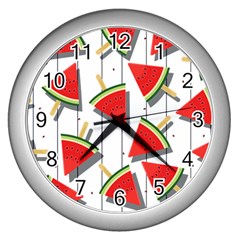 Watermelon Popsicle   Wall Clock (silver) by ConteMonfrey