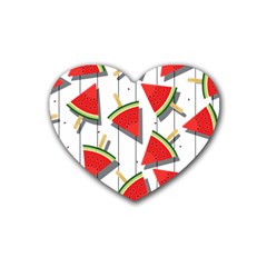 Watermelon Popsicle   Rubber Coaster (heart) by ConteMonfrey