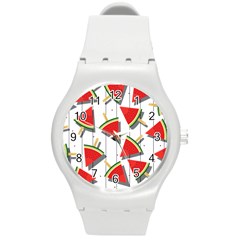 Watermelon Popsicle   Round Plastic Sport Watch (m) by ConteMonfrey