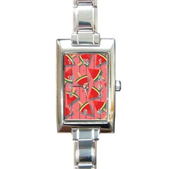 Red Watermelon Popsicle Rectangle Italian Charm Watch by ConteMonfrey