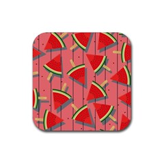 Red Watermelon Popsicle Rubber Coaster (square) by ConteMonfrey