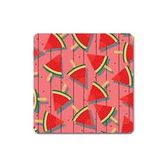 Red Watermelon Popsicle Square Magnet by ConteMonfrey