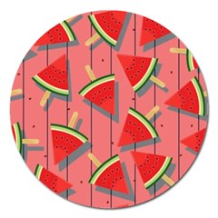 Red Watermelon Popsicle Magnet 5  (round) by ConteMonfrey