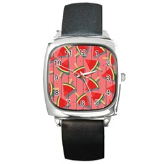 Red Watermelon Popsicle Square Metal Watch by ConteMonfrey