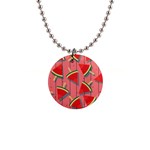 Red Watermelon Popsicle 1  Button Necklace Front