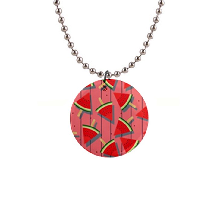 Red Watermelon Popsicle 1  Button Necklace