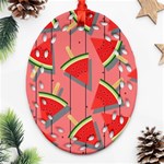 Red Watermelon Popsicle Oval Filigree Ornament (Two Sides) Back