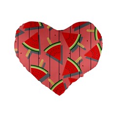 Red Watermelon Popsicle Standard 16  Premium Heart Shape Cushions by ConteMonfrey