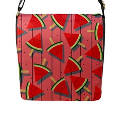 Red Watermelon Popsicle Flap Closure Messenger Bag (l) by ConteMonfrey