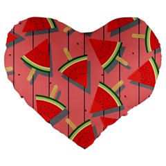 Red Watermelon Popsicle Large 19  Premium Flano Heart Shape Cushions by ConteMonfrey