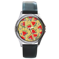 Pastel Watermelon Popsicle Round Metal Watch by ConteMonfrey