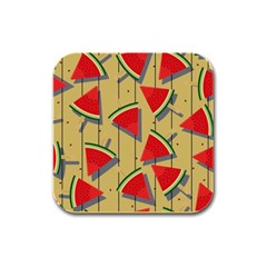 Pastel Watermelon Popsicle Rubber Square Coaster (4 Pack) by ConteMonfrey