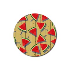 Pastel Watermelon Popsicle Rubber Coaster (round) by ConteMonfrey