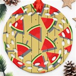 Pastel Watermelon Popsicle Round Filigree Ornament (Two Sides) Front