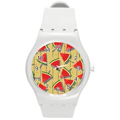 Pastel Watermelon Popsicle Round Plastic Sport Watch (m) by ConteMonfrey