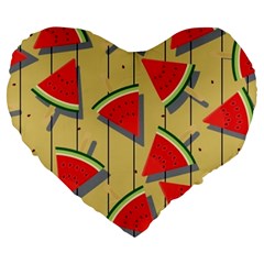 Pastel Watermelon Popsicle Large 19  Premium Flano Heart Shape Cushions by ConteMonfrey