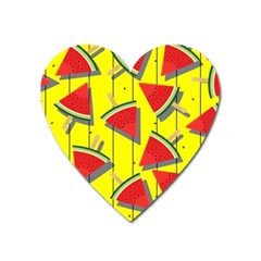 Yellow Watermelon Popsicle  Heart Magnet by ConteMonfrey