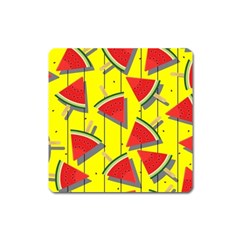 Yellow Watermelon Popsicle  Square Magnet by ConteMonfrey