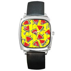 Yellow Watermelon Popsicle  Square Metal Watch by ConteMonfrey